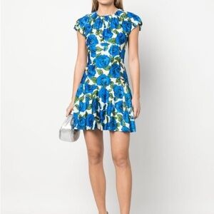Philosophy Di Lorenzo Serafini blue and white floral print dress cap sleeves